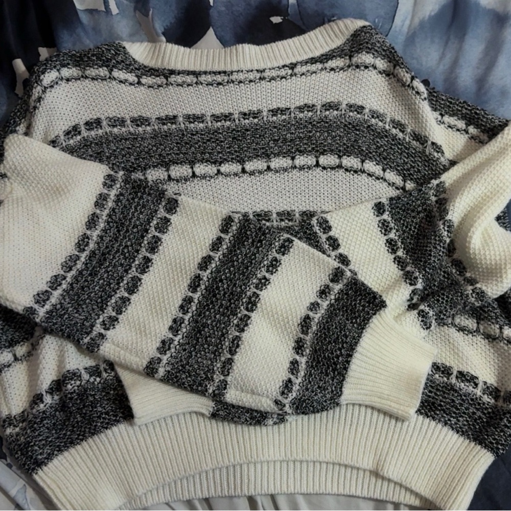 Cozy Black and White Striped Sweater